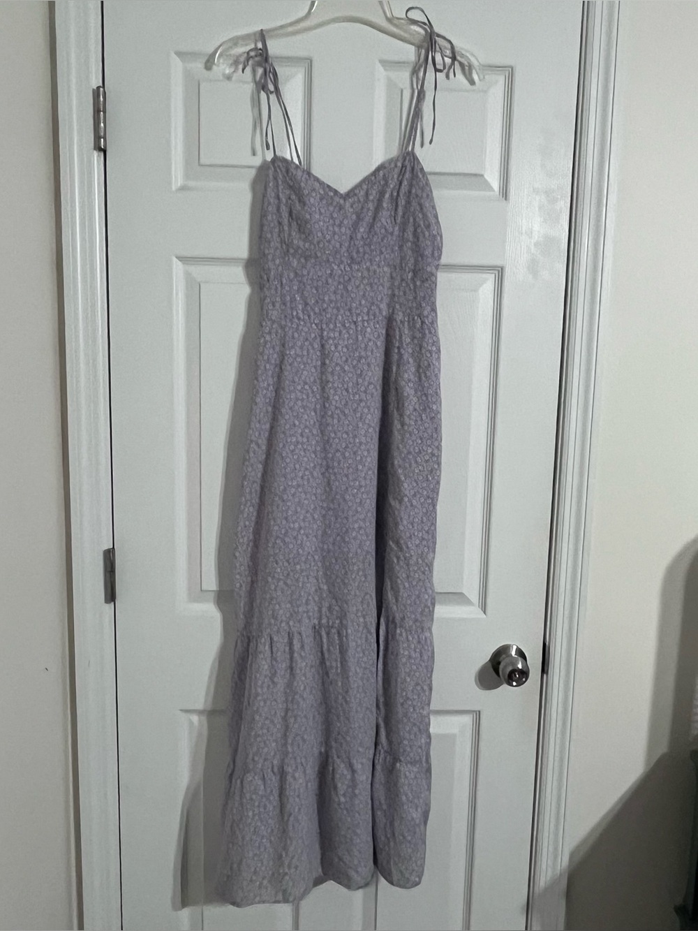 Vintage Abercrombie & Fitch Lilac Floral-Trim Dress size Small Y2K